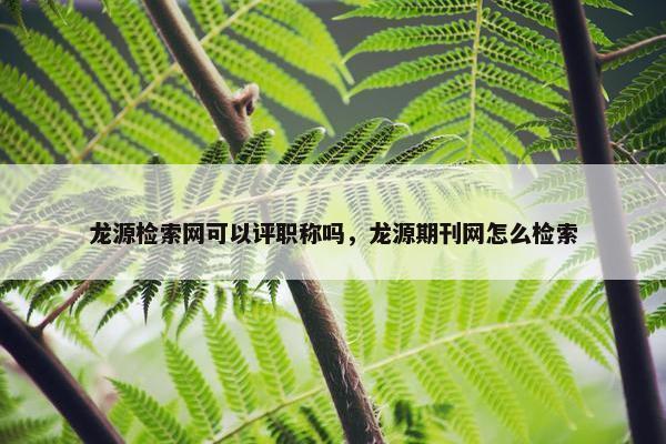 龙源检索网可以评职称吗，龙源期刊网怎么检索