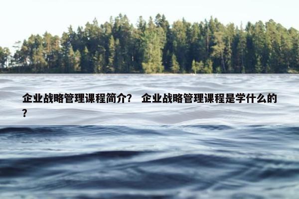 企业战略管理课程简介？ 企业战略管理课程是学什么的？