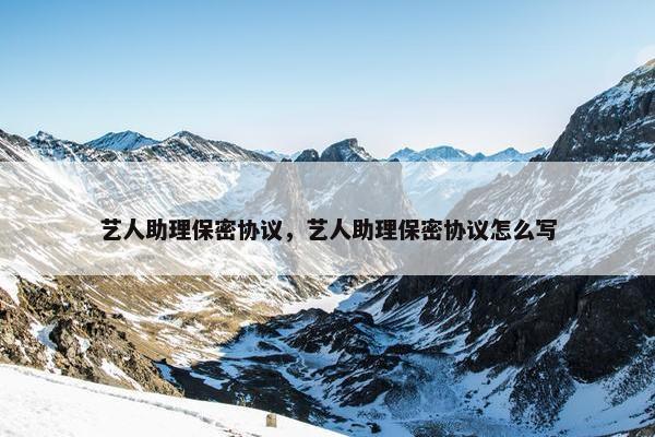 艺人助理保密协议，艺人助理保密协议怎么写