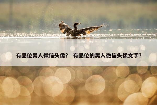 有品位男人微信头像？ 有品位的男人微信头像文字？