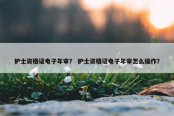 护士资格证电子年审？ 护士资格证电子年审怎么操作？