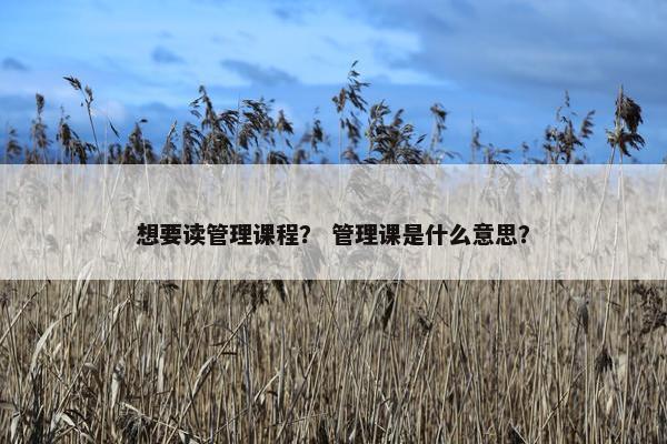 想要读管理课程？ 管理课是什么意思？