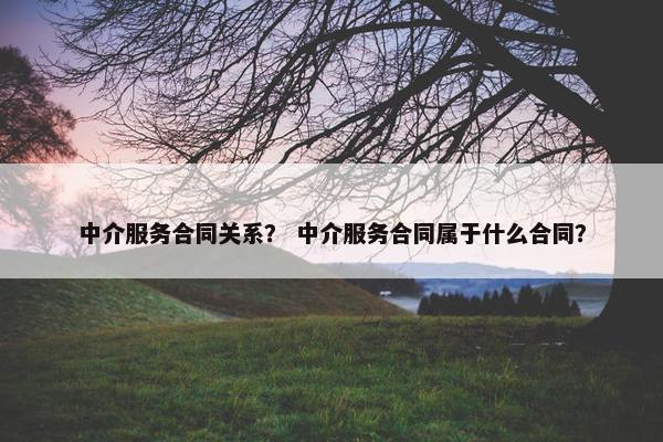 中介服务合同关系？ 中介服务合同属于什么合同？