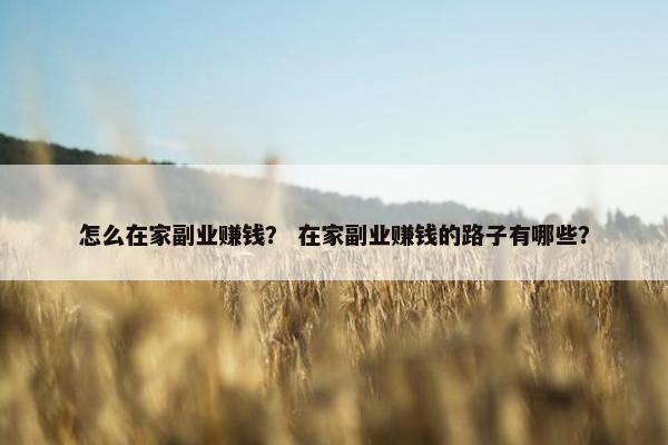 怎么在家副业赚钱？ 在家副业赚钱的路子有哪些？