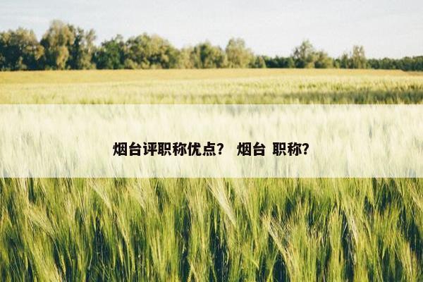 烟台评职称优点？ 烟台 职称？