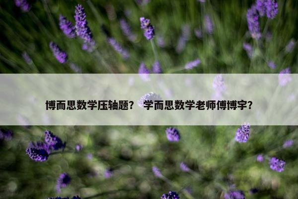 博而思数学压轴题？ 学而思数学老师傅博宇？