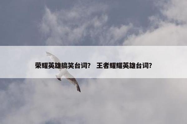 荣耀英雄搞笑台词？ 王者耀耀英雄台词？