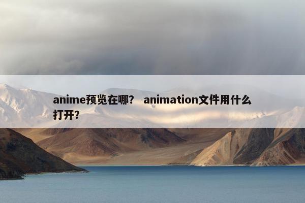 anime预览在哪？ animation文件用什么打开？