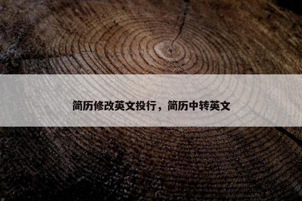 简历修改英文投行，简历中转英文