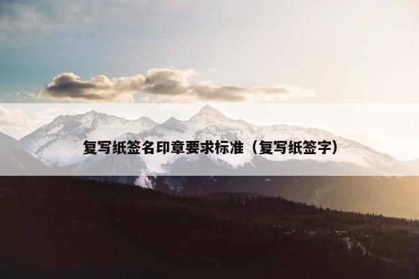 复写纸签名印章要求标准（复写纸签字）