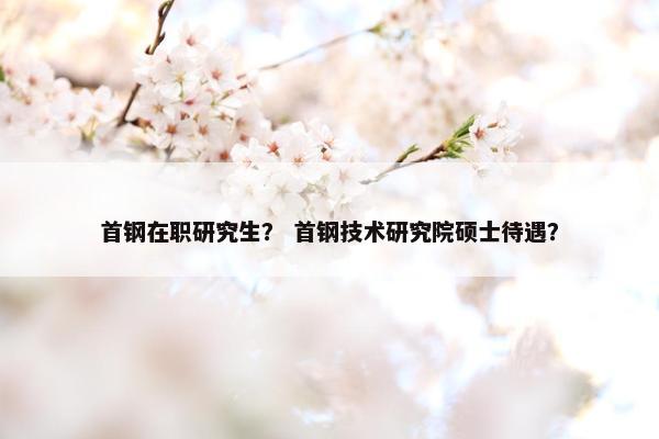 首钢在职研究生？ 首钢技术研究院硕士待遇？
