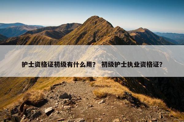 护士资格证初级有什么用？ 初级护士执业资格证？