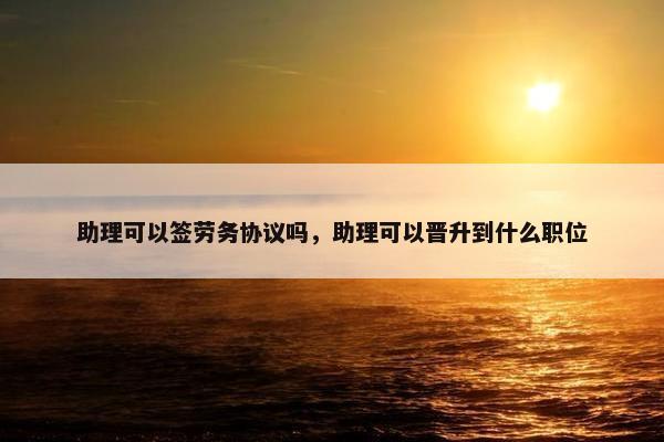 助理可以签劳务协议吗，助理可以晋升到什么职位