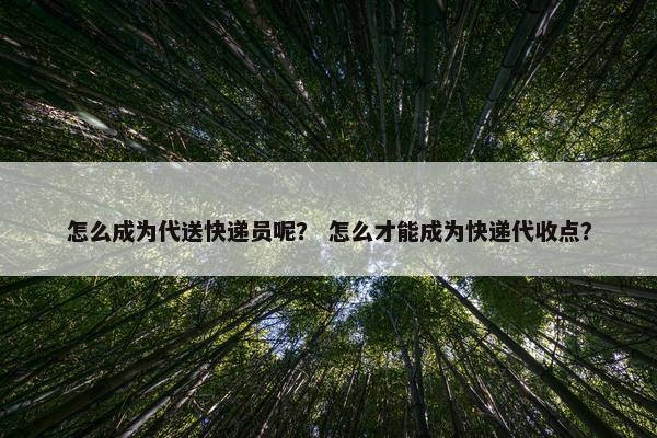 怎么成为代送快递员呢？ 怎么才能成为快递代收点？