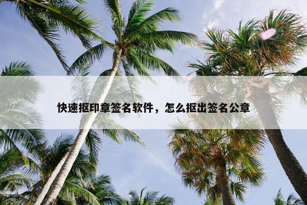 快速抠印章签名软件，怎么抠出签名公章