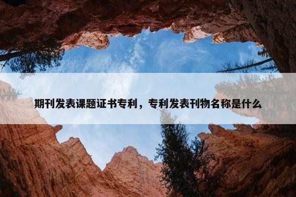 期刊发表课题证书专利，专利发表刊物名称是什么