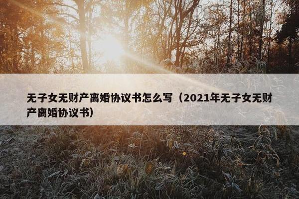 无子女无财产离婚协议书怎么写（2021年无子女无财产离婚协议书）