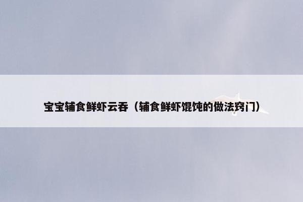宝宝辅食鲜虾云吞（辅食鲜虾馄饨的做法窍门）