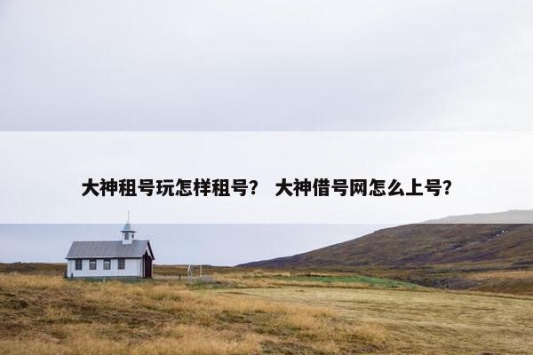 大神租号玩怎样租号？ 大神借号网怎么上号？