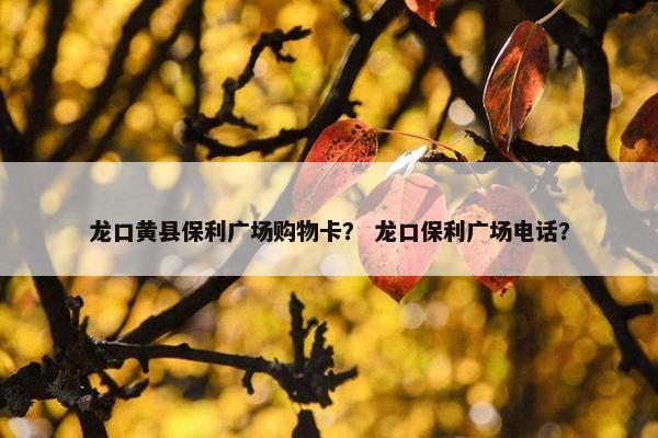 龙口黄县保利广场购物卡？ 龙口保利广场电话？
