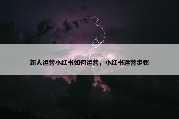 新人运营小红书如何运营，小红书运营步骤