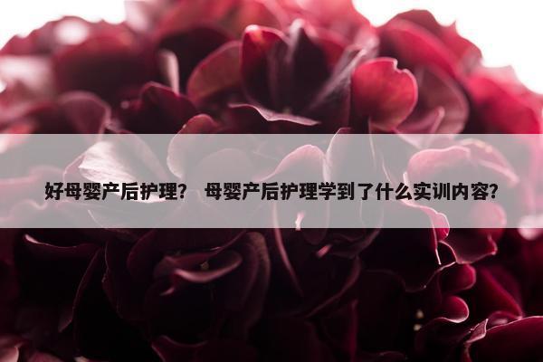 好母婴产后护理？ 母婴产后护理学到了什么实训内容？