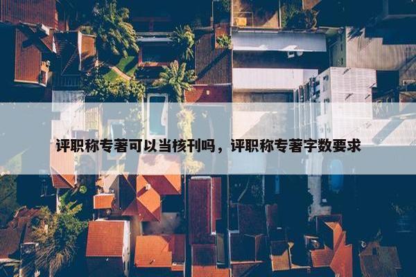评职称专著可以当核刊吗，评职称专著字数要求