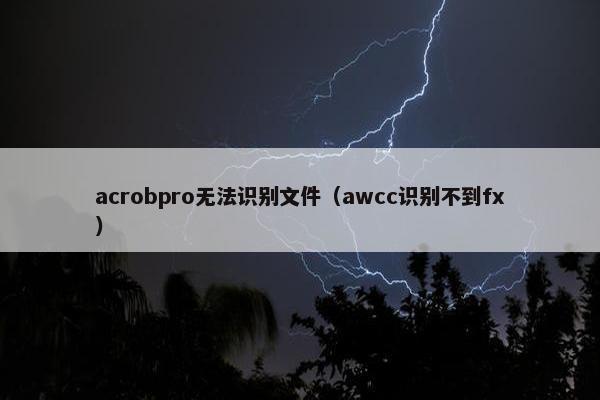 acrobpro无法识别文件（awcc识别不到fx）