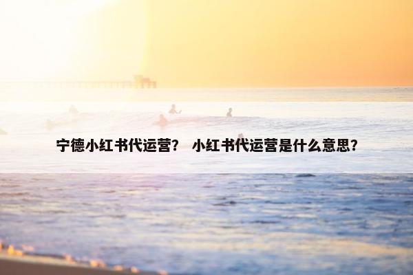 宁德小红书代运营？ 小红书代运营是什么意思？