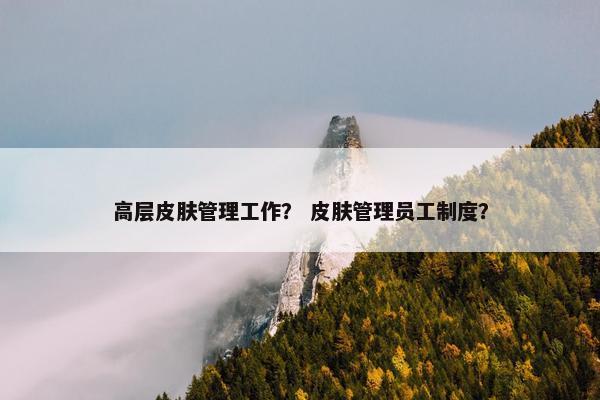 高层皮肤管理工作？ 皮肤管理员工制度？