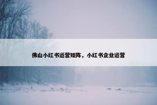 佛山小红书运营矩阵，小红书企业运营