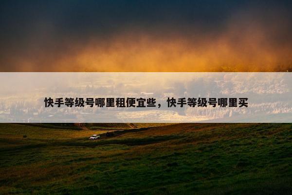 快手等级号哪里租便宜些，快手等级号哪里买