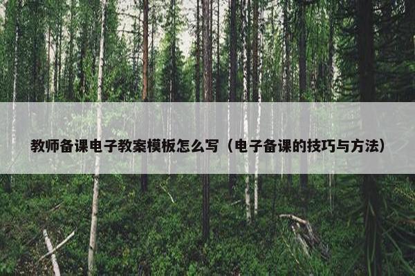 教师备课电子教案模板怎么写（电子备课的技巧与方法）