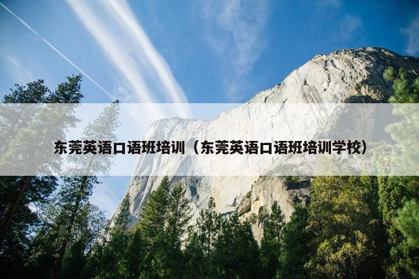 东莞英语口语班培训（东莞英语口语班培训学校）