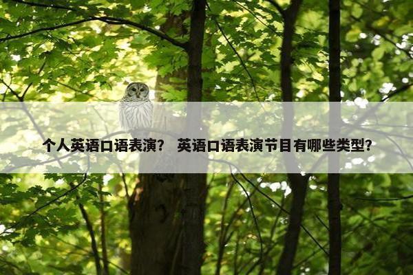 个人英语口语表演？ 英语口语表演节目有哪些类型？